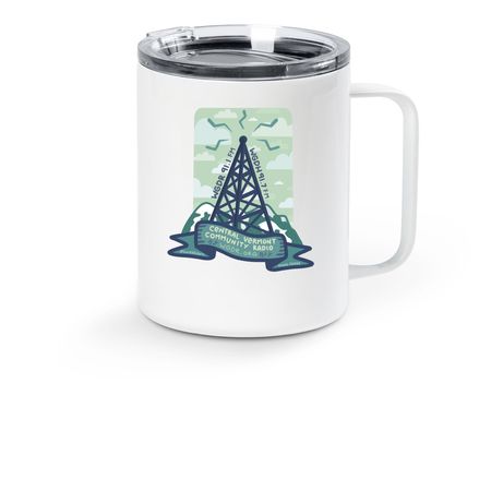 Sustainer Fundrive Travel Mug, a White Stainless Steel Travel Mug