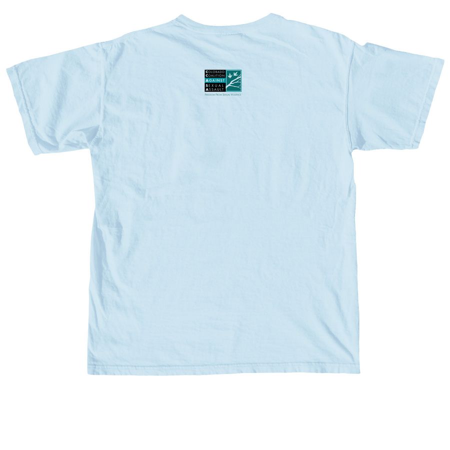 Colorado Coalition Against Sexual Assault, a Chambray Comfort Colors Unisex Tee (back-view)