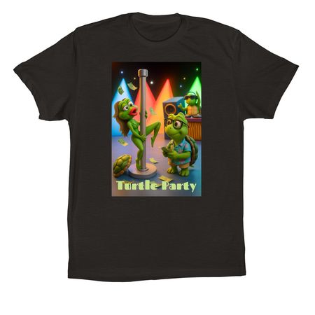 Turtle Party 3D, a Black Premium Cotton Tee