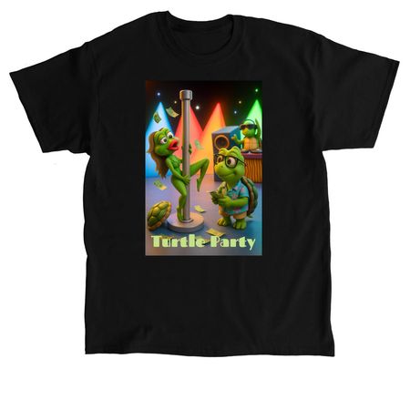 Turtle Party 3D, a Black Classic Unisex Tee