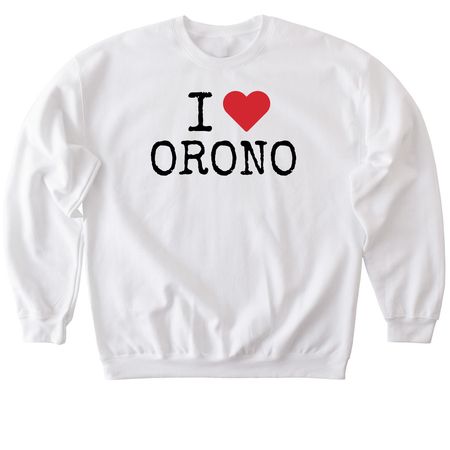 I Love Orono, a White Softstyle Crewneck Sweatshirt