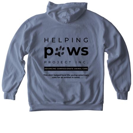 Helping Paws Project - Black logo, a Blue Jean Comfort Colors Pullover Hoodie (back-view)