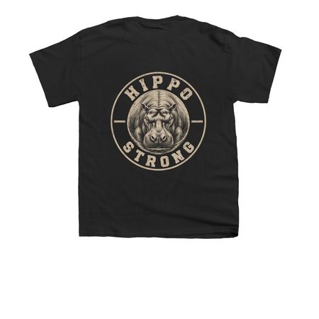 Hippo Strong Jr., a Black Youth Unisex Tee (back-view)