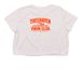 Poolside Moms Club, a Heather Dust Women?s Flowy Cropped Tee (back-view)
