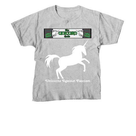Unicorns Against Fascism, a Sport Grey Youth Unisex Tee