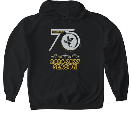 Celebrating 75 Years of Chanticleer Theater, a Black Gildan Softstyle Pullover Hoodie