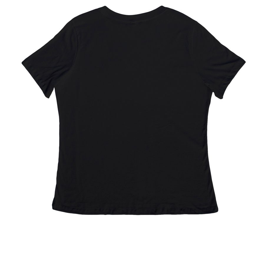Women's V Neck, a Black Women's Relaxed V-Neck Tee (back-view)