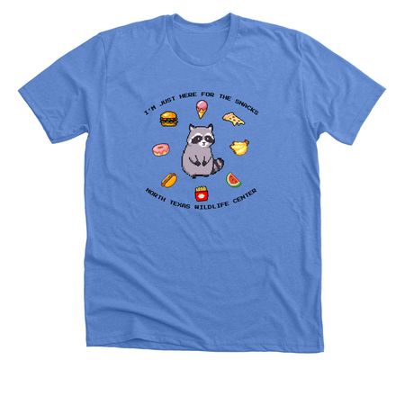 Just here for the snacks!, a Heather Columbia Blue Premium Unisex Tee
