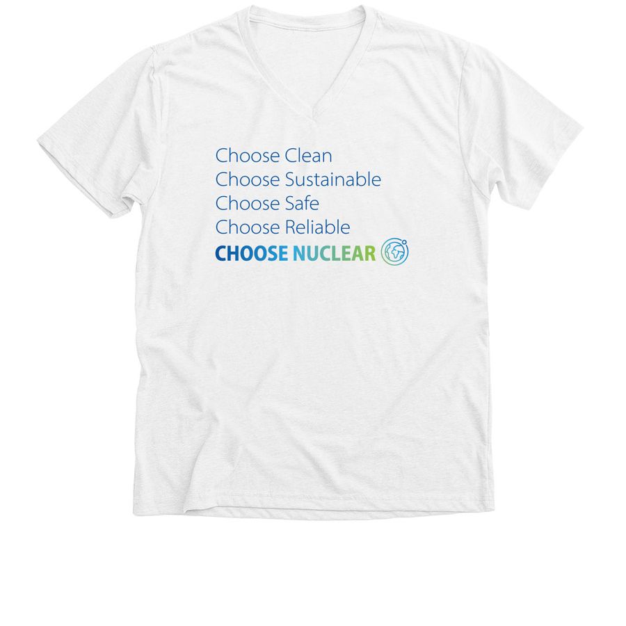 Choose Nuclear, a Solid White Blend Premium V-Neck Tee