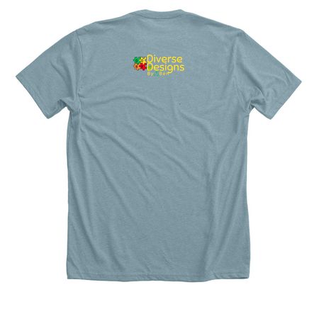 Cluck Around and Find Out!&nbsp;, a Heather Blue Lagoon Premium Unisex Tee (back-view)
