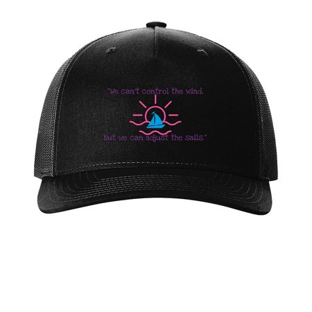 Rising Dawn Hats, a Black Printed Five-Panel Trucker Cap
