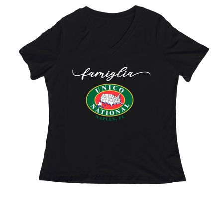 UNICO Naples Black T-Shirts - FAMIGLIA&nbsp;, a Black Women's Relaxed V-Neck Tee