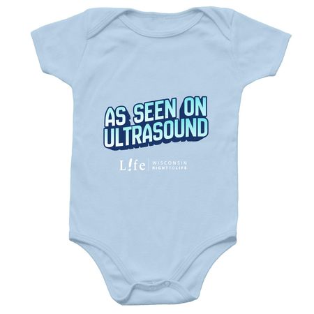 As Seen on Ultrasound Baby Bodysuit, a Light Blue Infant Onesie