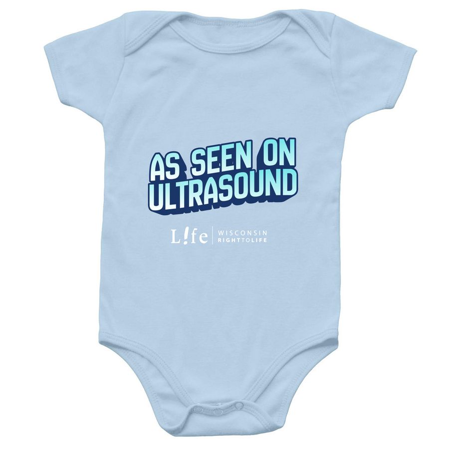 As Seen on Ultrasound Baby Bodysuit, a Light Blue Infant Onesie