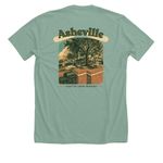 Our 21st Year!, a Heather Dusty Blue Premium Unisex Tee (back-view)