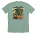 Our 21st Year!, a Heather Dusty Blue Premium Unisex Tee (back-view)