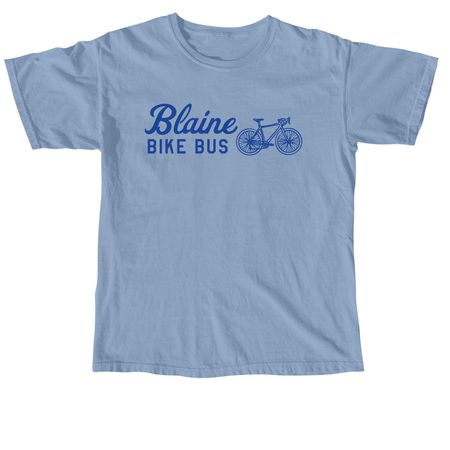 Blaine Bike Bus Royal, a Washed Denim Comfort Colors Unisex Tee
