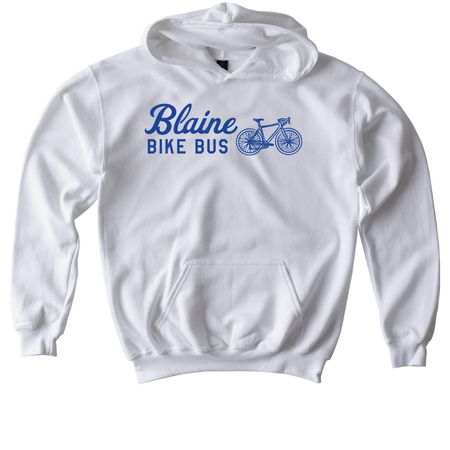 Blaine Bike Bus Royal, a White Softstyle Youth Pullover Hoodie