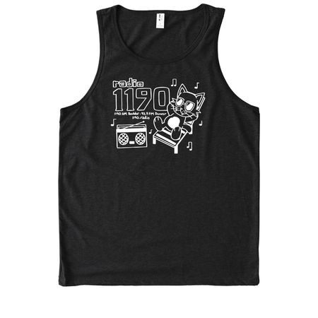 Radio 1190: Boombox Cat, a Deep Black Allmade Eco Triblend Tank