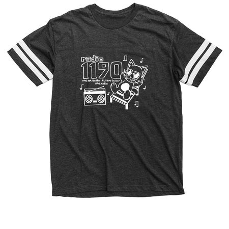 Radio 1190: Boombox Cat, a Vintage Smoke / White Football Jersey Tee