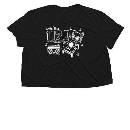 Radio 1190: Boombox Cat, a Black Women?s Flowy Cropped Tee