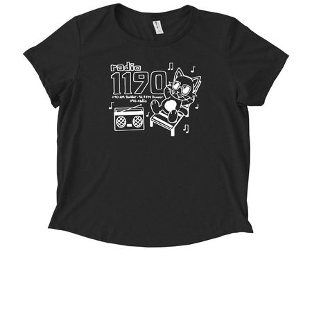 Radio 1190: Boombox Cat, a Deep Black Allmade Eco Triblend Women?s Scoop Neck Tee