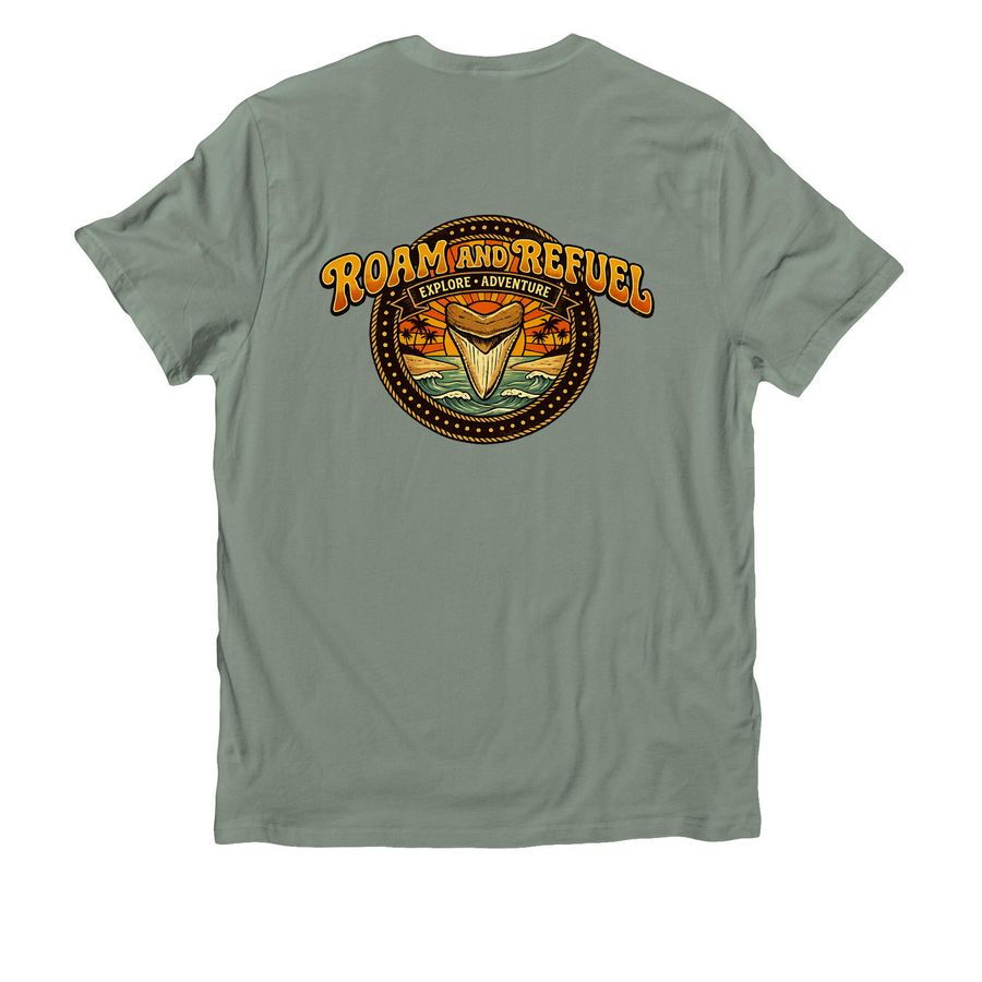Roam & Refuel Shark Tooth Adventure Tee, a Matcha Green Allmade Organic Cotton Unisex Tee