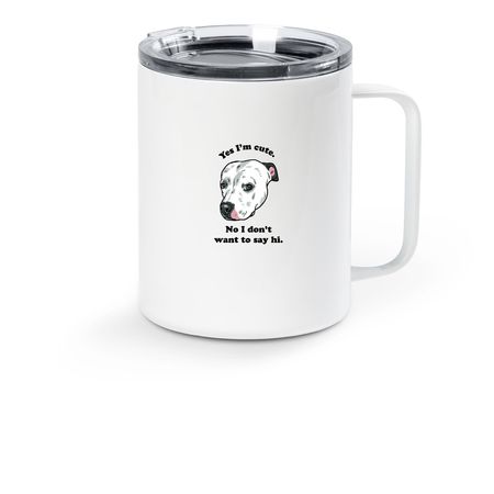 "Yes I'm Cute" Travel Mug, a White Stainless Steel Travel Mug