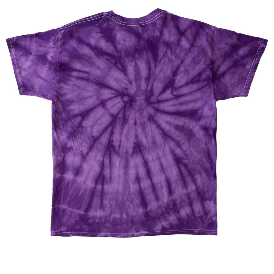 Tic Loud & Proud, a Purple Classic Tie Dye Tee (back-view)