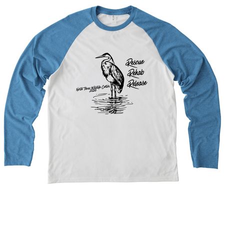 Rescue. Rehab. Release., a Azure Blue/ Bright White Allmade Eco Triblend Colorblock Raglan Long Sleeve Tee