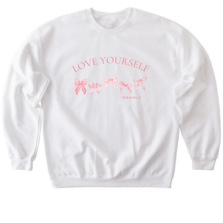 Love Yourself, a White Softstyle Crewneck Sweatshirt