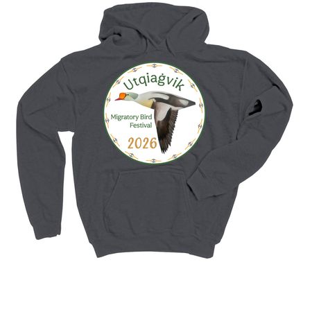 Utqiagvik Migratory Bird Fest '26 Apparel, a Charcoal Youth Pullover Hoodie
