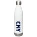 Cheer New York Water Bottle, a White Stainless Steel Water Bottle (back-view)