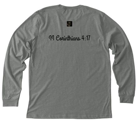 "Momentary Suffering...", a Deep Heather Premium Long Sleeve Tee (back-view)