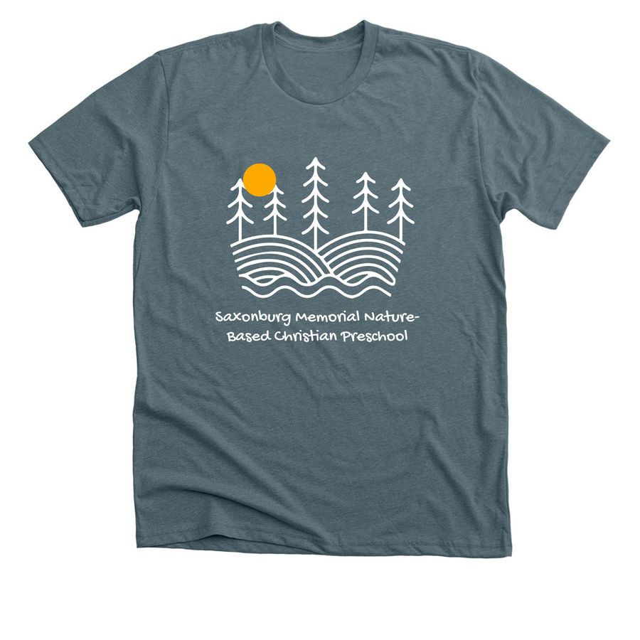 Saxonburg Memorial Nature-Based Preschool, a Heather Slate Premium Unisex Tee
