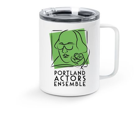Portland Actors Ensemble Travel Mug, a White Stainless Steel Travel Mug