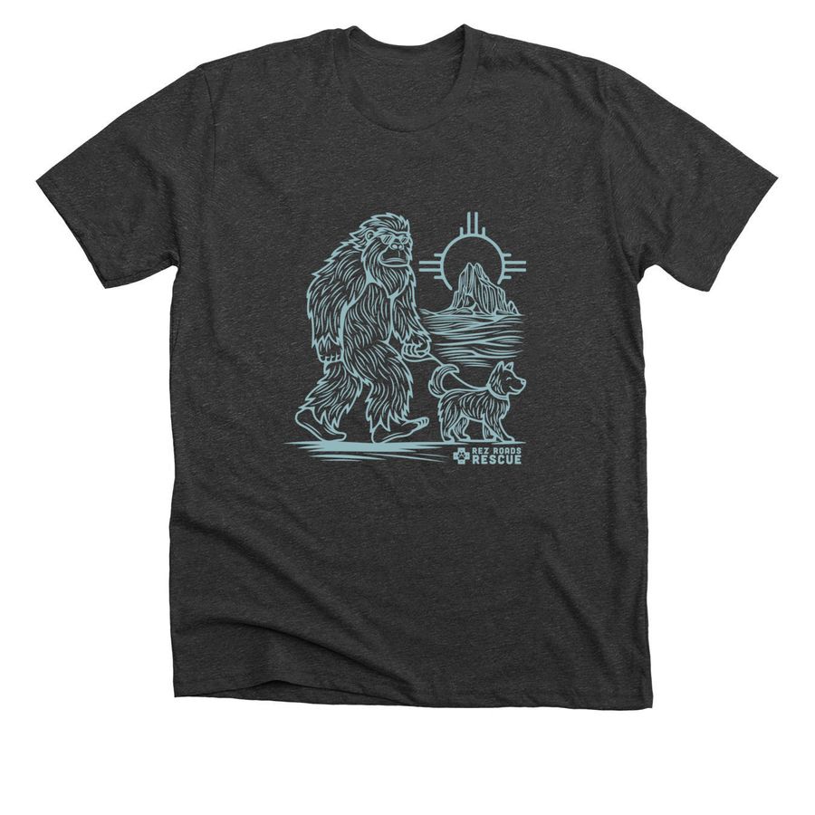 Best Friends Bigfoot & Pubby, a Dark Grey Heather Premium Unisex Tee