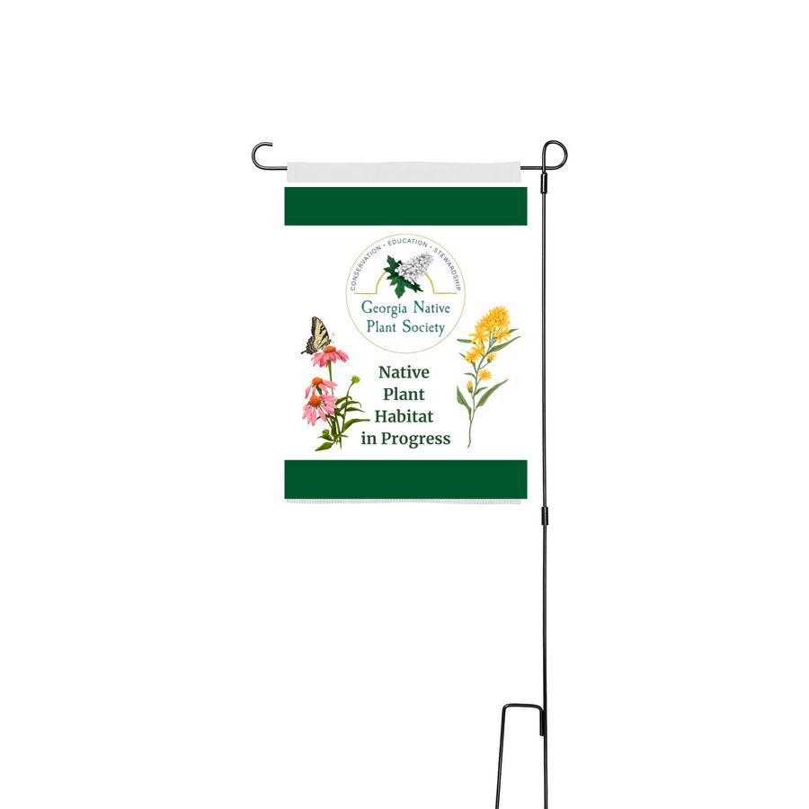 Native Plant Habitat in Progress Sign, a White 12" x 18" Yard Flag with Stake