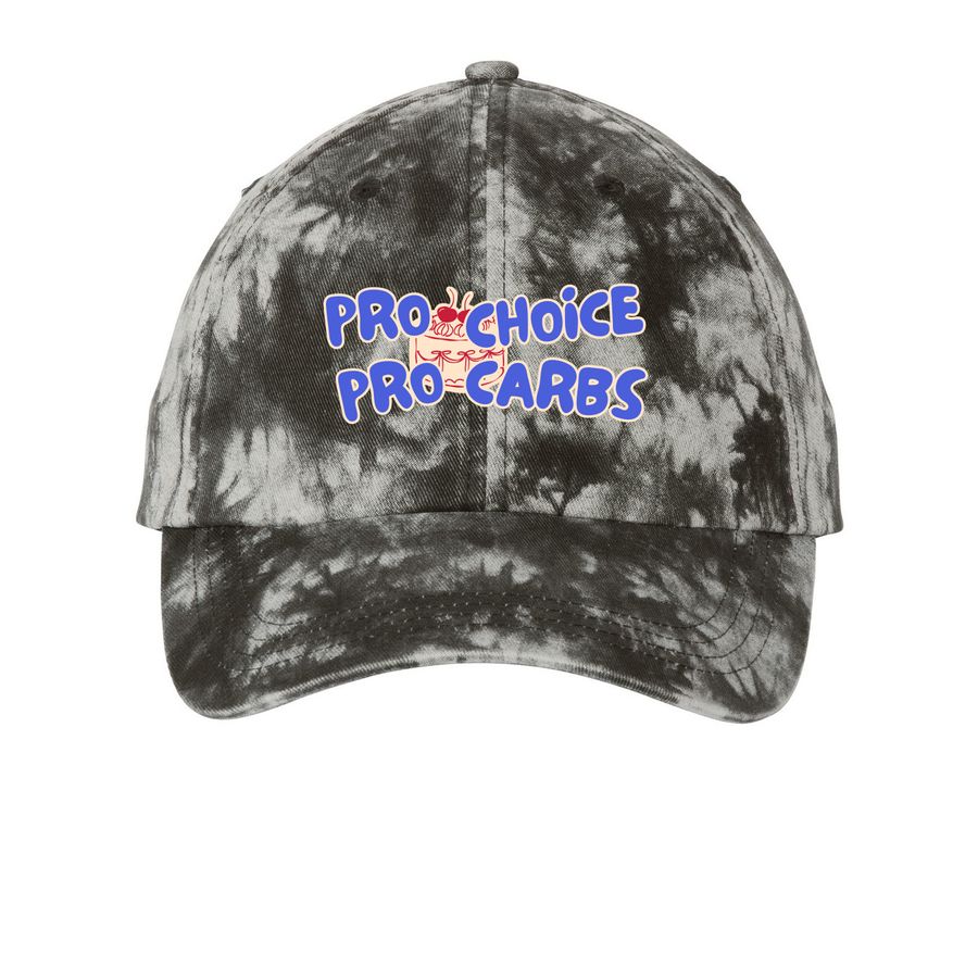 Pro choice & pro carbs, a Black Printed Tie Dye Baseball Hat