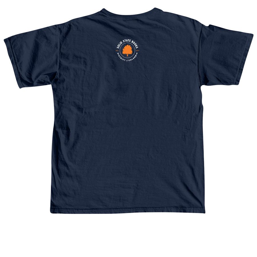 Flooded BOOKS Tee, a True Navy Comfort Colors Unisex Tee (back-view)