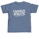 Casually Athletic Lifting Club, a Blue Jean Comfort Colors Unisex Tee (back-view)