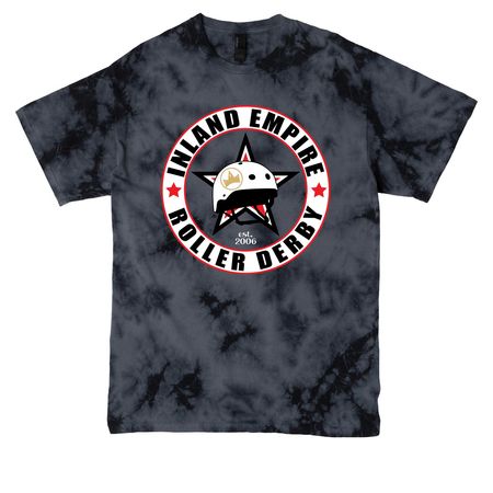 IE Roller Derby Apparel, a Black Crystal Tie Dye Tee