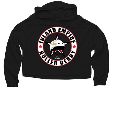 IE Roller Derby Apparel, a Black Women?s Lightweight Cropped Hoodie