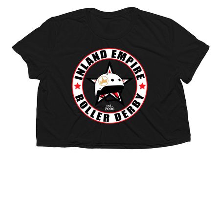 IE Roller Derby Apparel, a Black Women?s Flowy Cropped Tee