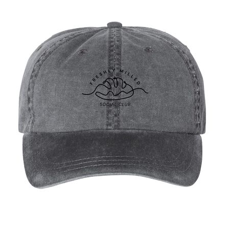 Freshly Milled, a Black Printed Pigment Dye Baseball Cap