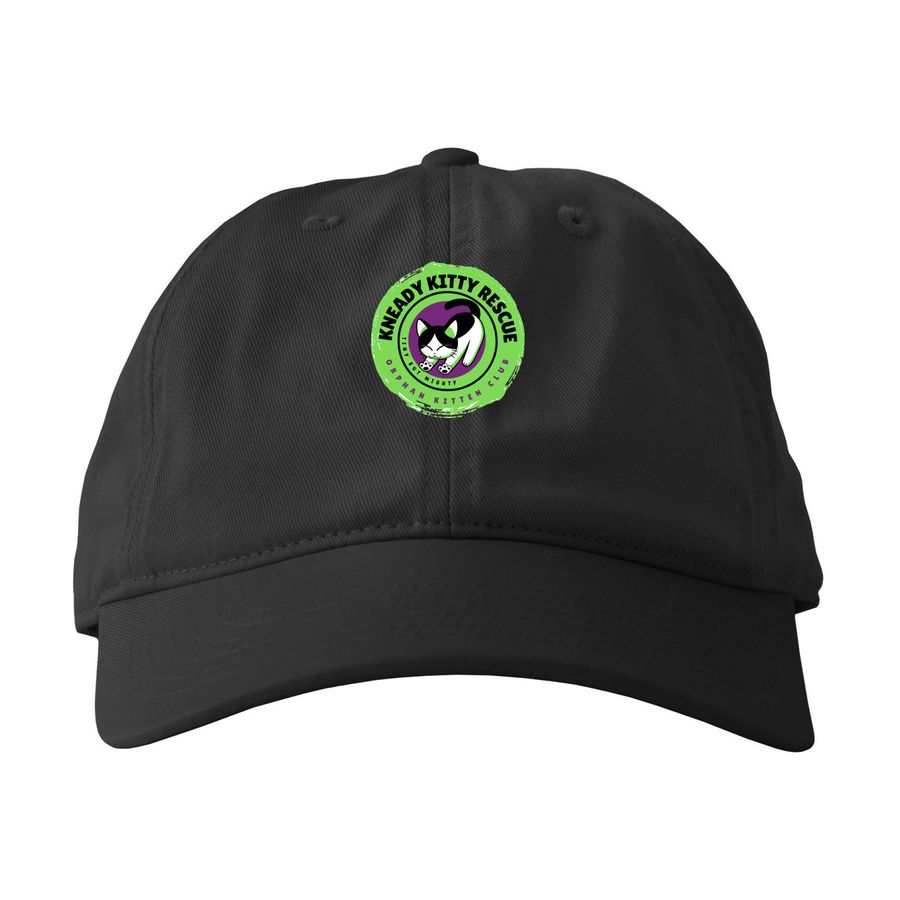 Kneady Kitty Rescue Hats, a Black Printed Eco Baseball Cap