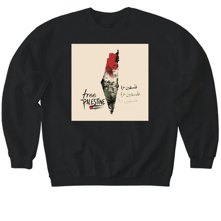 Free Palestine, a Black Softstyle Crewneck Sweatshirt