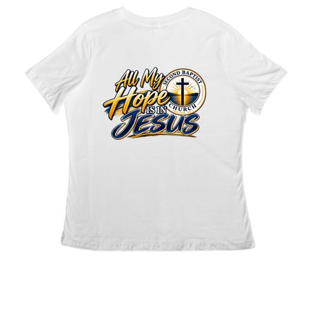 All My Hope, a White Women's Relaxed V-Neck Tee