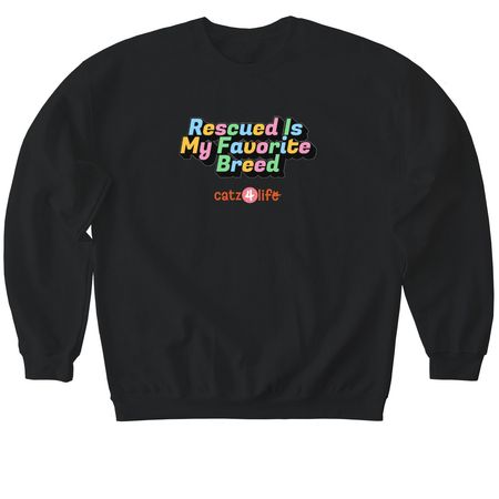 Rescued is my favorite, a Black Softstyle Crewneck Sweatshirt