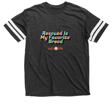 Rescued is my favorite, a Vintage Smoke / White Football Jersey Tee